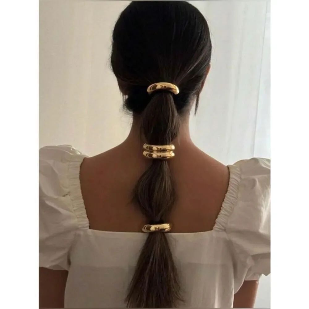 Gold Double Tube Hair Tie #2470